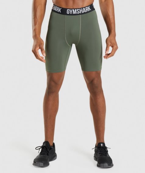 Men's Gymshark Element Baselayer Shorts Olive | NZ 7OSAYF